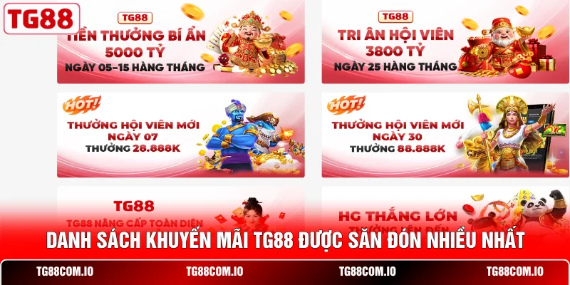 Khuyến Mãi TG88 1 Danh sách khuyến mãi TG88 được săn đón nhiều nhất