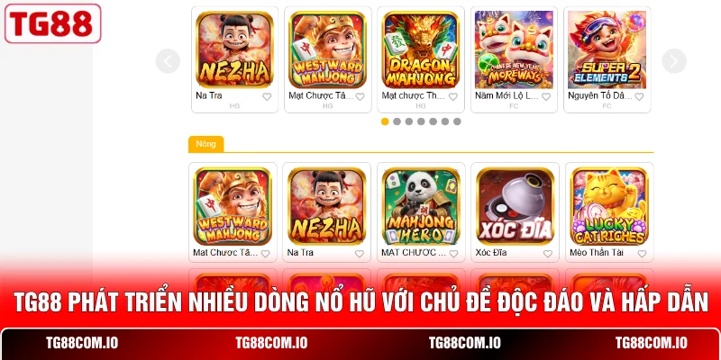 Home 19 TG88 phát triển nhiều dòng nổ hũ với chủ đề độc đáo và hấp dẫn